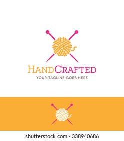 Yarn And Knitting Needles Logo For Craft Related Site Or Business