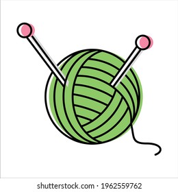 yarn and knitting needles. needlework. sewing and repairing clothes