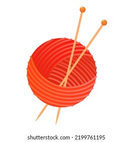 yarn with knitting needles vector illustration logo icon clipart