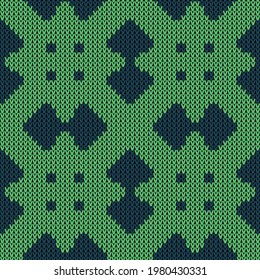 Yarn knitting seamless pattern. Vector illustration  Colors: Spring Green, Green Vogue