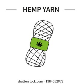 Yarn made of cannabis. Icon line art. Hemp yarn. 