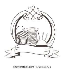 Yarn needle and thread of tailor shop design