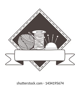 Yarn needle and thread of tailor shop design