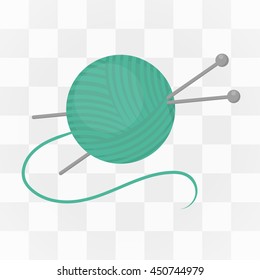 Yarn and needles icon cartoon. One icon of a large tailoring collection.