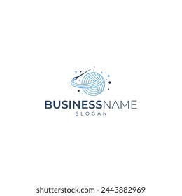 Concepto de logotipo creativo de Yarn planet. Plantilla de logotipo de punto