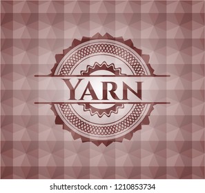 Yarn red seamless emblem with geometric pattern.