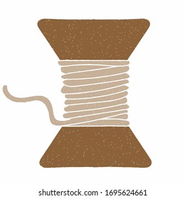yarn reel vector design. digital hand drawn style. grain texture