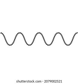 Yarn or rope wave as border of frame in marine illustration.