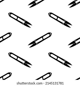 Yarn Shear Icon Seamless Pattern, Cross Stitch Scissors, U Shape Tailor Scissors Vector Art Illustration