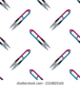 Yarn Shear Icon Seamless Pattern, Cross Stitch Scissors, U Shape Tailor Scissors Vector Art Illustration