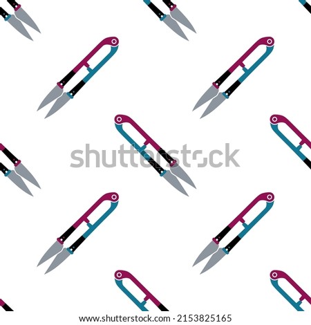 Yarn Shear Icon Seamless Pattern, Cross Stitch Scissors, U Shape Tailor Scissors Vector Art Illustration