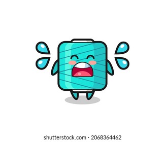 yarn spool cartoon illustration with crying gesture , cute style design for t shirt, sticker, logo element