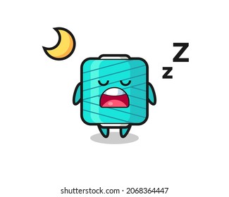 yarn spool character illustration sleeping at night , cute style design for t shirt, sticker, logo element