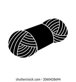 Yarn spool icon vector on white background. Knit crochet emblem design. Handmade wool shop logo. Yarn logo for handmade craftsmen. Simple black and white sign.