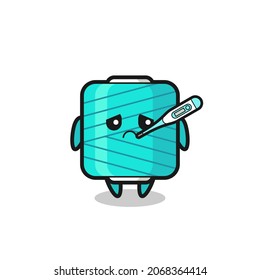 yarn spool mascot character with fever condition , cute style design for t shirt, sticker, logo element