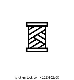 Yarn spool vector icon, yarn spool icon symbol sign  in outline, lineart style on white background
