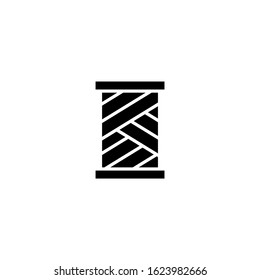 Yarn spool vector icon, yarn spool icon symbol sign  in black flat shape design on white background