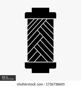 Symbol für Garnspelzen, Symbol für Garnsporen, schwarz flach auf weißem Hintergrund
