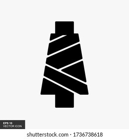 Yarn spool vector icon, yarn spool icon symbol sign in black flat shape design on white background