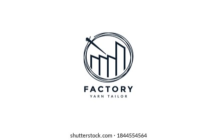 yarn tailor factory line outline logo vector icon design