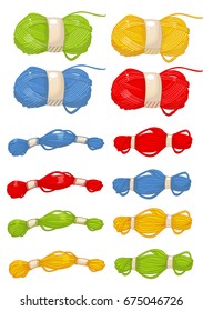 Yarn, thread, knitting, weaving, wool, vector cartoon illustration