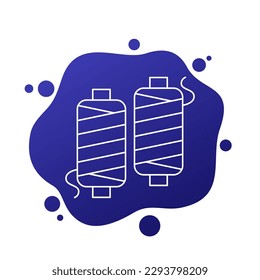 yarn or thread reel line icon, vector