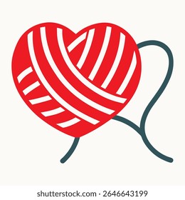 Yarn Unraveled into a Heart Shape on White