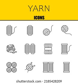 yarn vector line icons set. thread, thread and wool ball Icons. Thin line design. Modern outline graphic elements, simple stroke symbols stock illustration