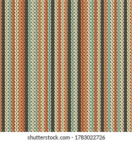 Yarn vertical stripes knit texture geometric vector seamless. Jumper knit effect ornament. Winter seamless knitted pattern. Abstract xmas wallpaper.