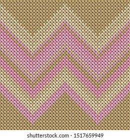 Yarn zig zal lines knitting texture geometric vector seamless. Plaid knit tricot  fabric print. Norwegian style seamless knitted pattern. Repeatable background.
