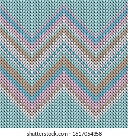 Yarn zig zal lines knitting texture geometric vector seamless. Jacquard knitwear structure imitation. Traditional seamless knitted pattern. Abstract xmas wallpaper.
