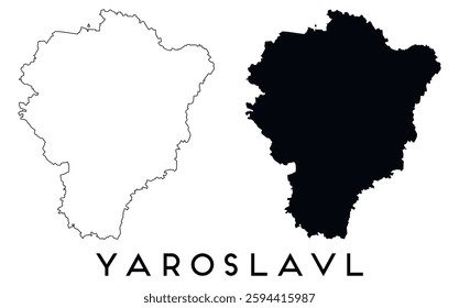 Yaroslavl city map with black border outline vector