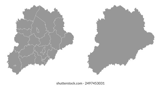 Mapa del óblast de Yaroslavl, división administrativa de Rusia. Ilustración vectorial.