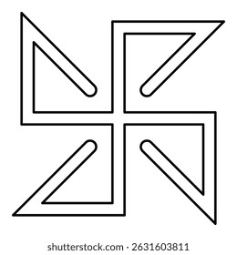 Yarovrat symbol sign slavic pagan contour outline line icon black color vector illustration image thin flat style simple