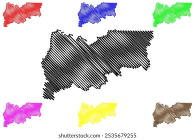 Yarra Ranges Shire (Comunidade da Austrália, estado de Victoria, Vic) mapa ilustração vetorial, esboço rabisco Yarra Ranges mapa do Conselho