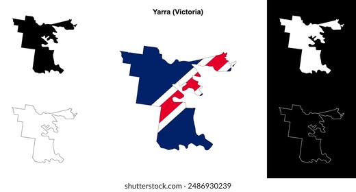 Yarra (Victoria) Outline Karte Set