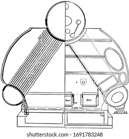 Yarrow Water Tube Boiler, Vintage Illustration.