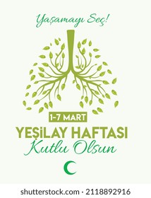 yasamayi sec. yesilay haftasi 01-07 mart. translate: choose to live 1st-7th March social awareness day against unhealty life in Turkey