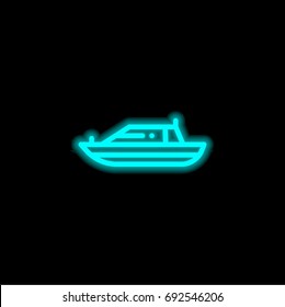 Yatch blue glowing neon ui ux icon. Glowing sign logo vector