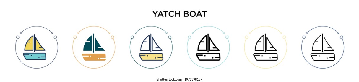Yatch boat icon in filled, thin line, outline and stroke style. Vector illustration of two colored and black yatch boat vector icons designs can be used for mobile, ui, web