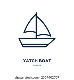 yatch boat icon from summer collection. Thin linear yatch boat, ship, marine outline icon isolated on white background. Line vector yatch boat sign, symbol for web and mobile