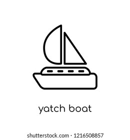 yatch boat icon. Trendy modern flat linear vector yatch boat icon on white background from thin line Summer collection, outline vector illustration