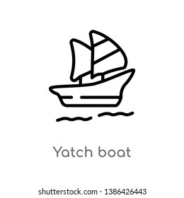 yatch boat vector line icon. Simple element illustration. yatch boat outline icon from summer concept. Can be used for web and mobile