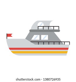 Yatch boat vehicle isolated flat