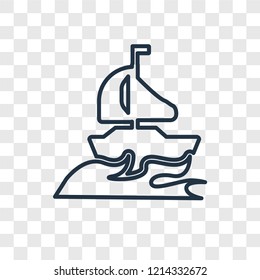 Yatch concept vector linear icon isolated on transparent background