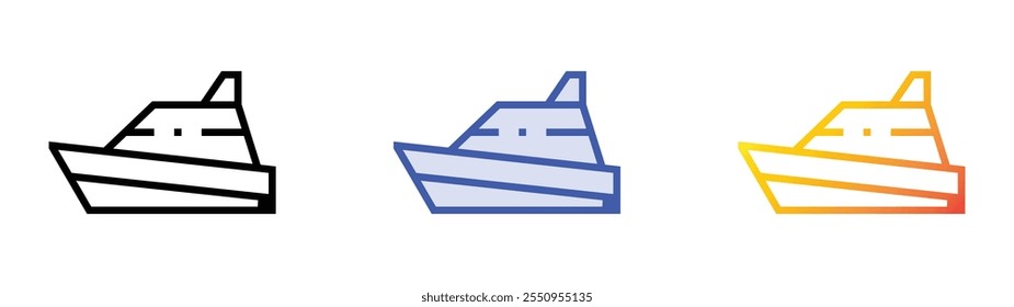 yatch icon. Linear, Blue Fill and Gradient Style Design Isolated On White Background