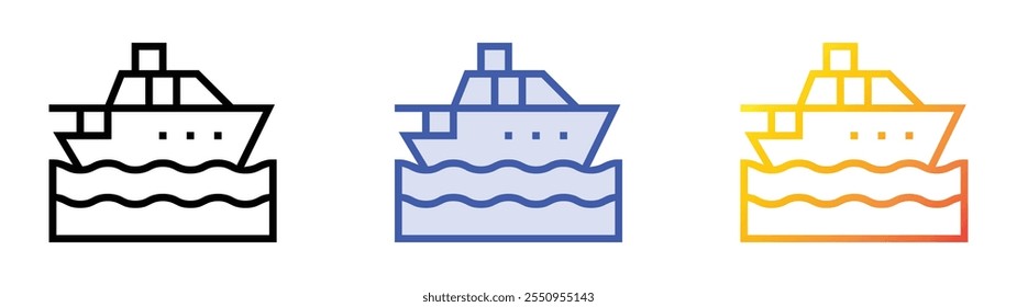 yatch icon. Linear, Blue Fill and Gradient Style Design Isolated On White Background