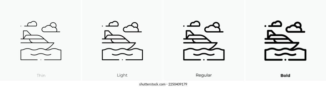 yatch icon. Thin, Light Regular And Bold style design isolated on white background