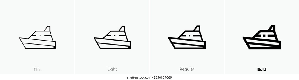 yatch icon. Thin, Light Regular And Bold style design isolated on white background