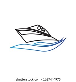 Yatch logo vector design on the sea illustration